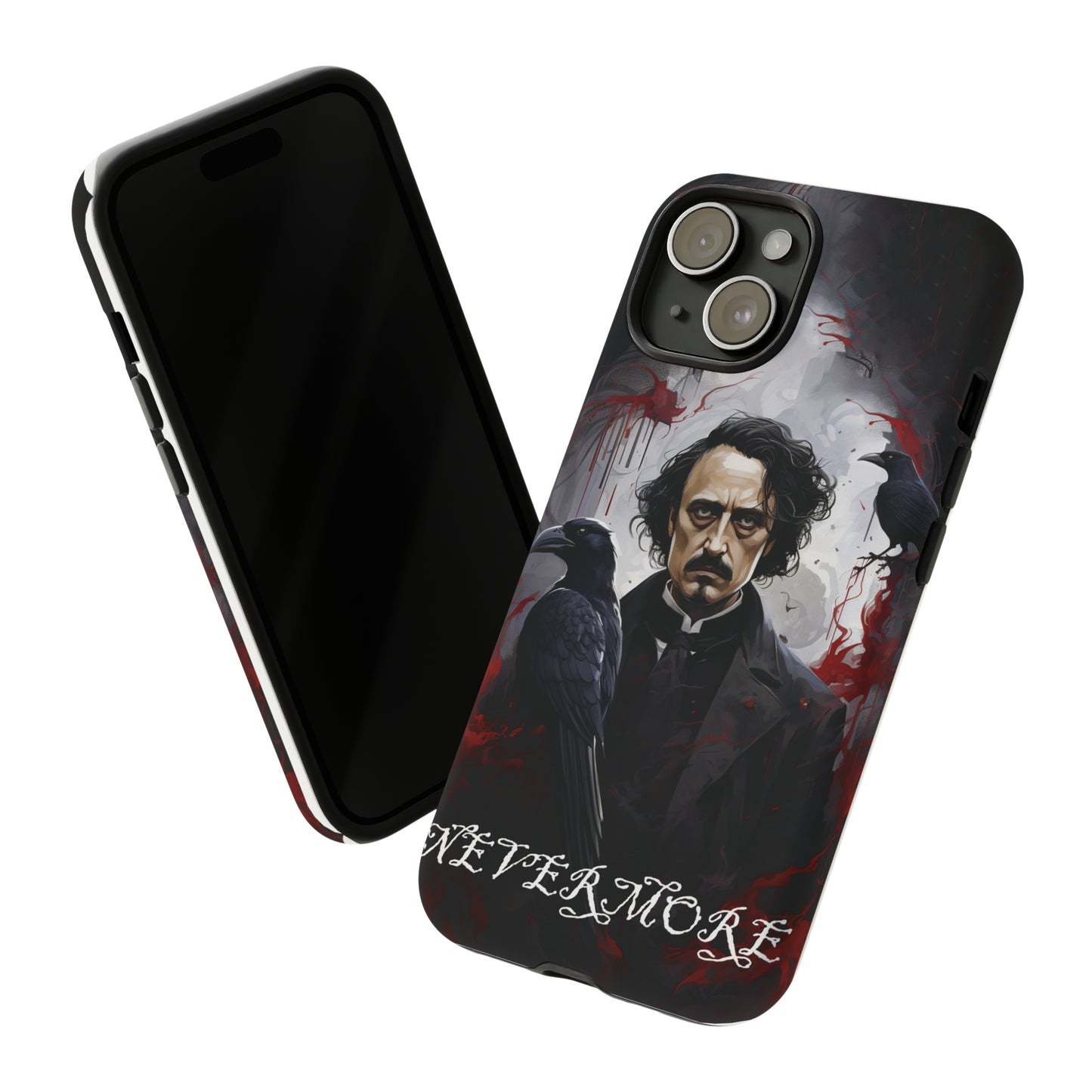 Nevermore Edgar Allen Poe, gothic Raven, Retro Samsung Galaxy Phone iPhone 15, 14 Plus 13 12 7 8 Se Horror Dark Academia Style goth Vibe