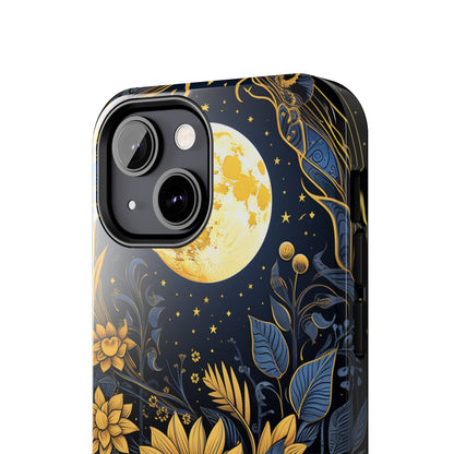 Starry Night Boho Meets Cottagecore: Floral Sun, Moon & Stars iPhone Case