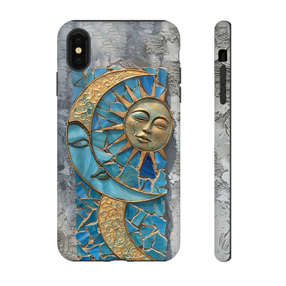 Boho Sun and Moon Mosaic Tile Stained Glass Phone Case