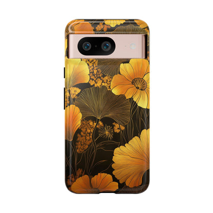 Gold Floral Art Deco White Marble Phone Case