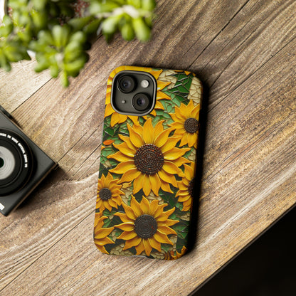 Sunflower Floral Color Explosion Mosaic Glass