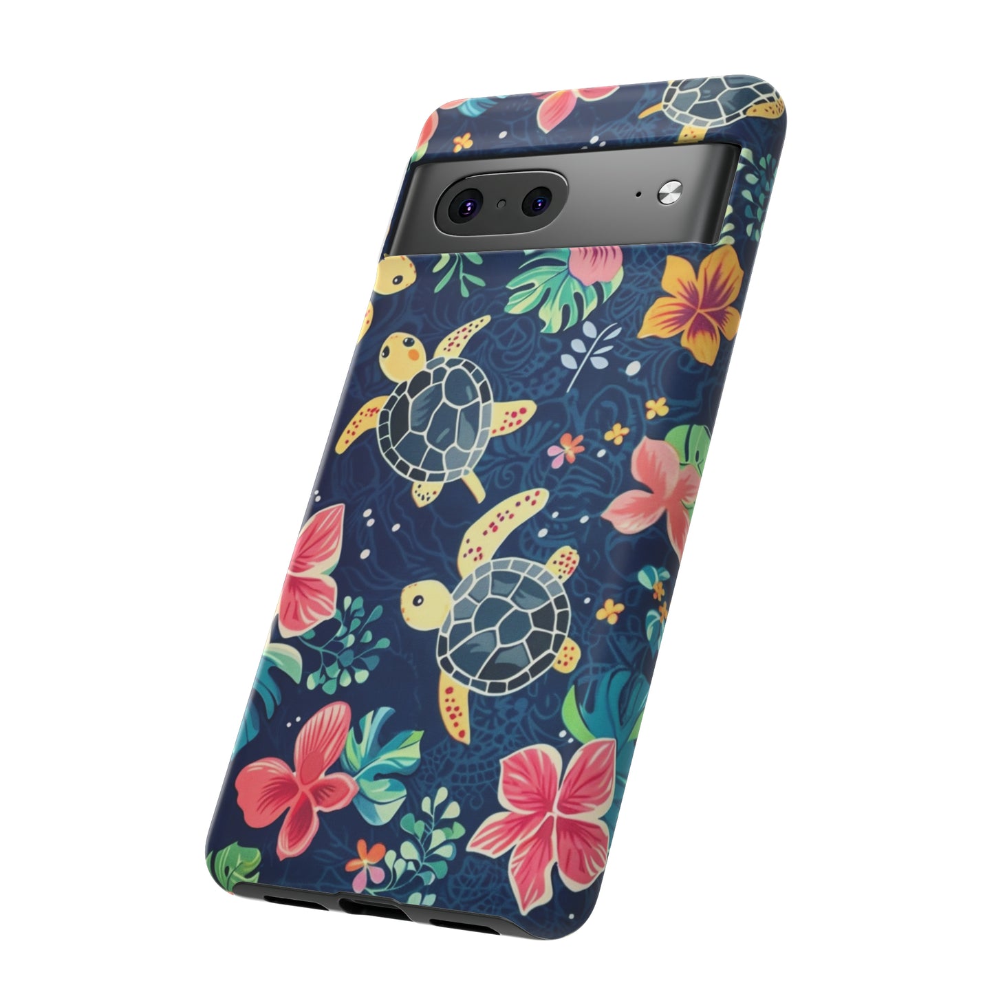 Undersea Floral Blue Sea Turtle Phone Case