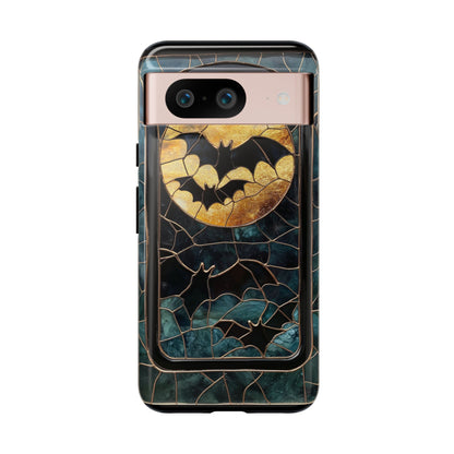 Halloween Phone Case Bats Stained Glass Style Spooky Moon Phone Cover