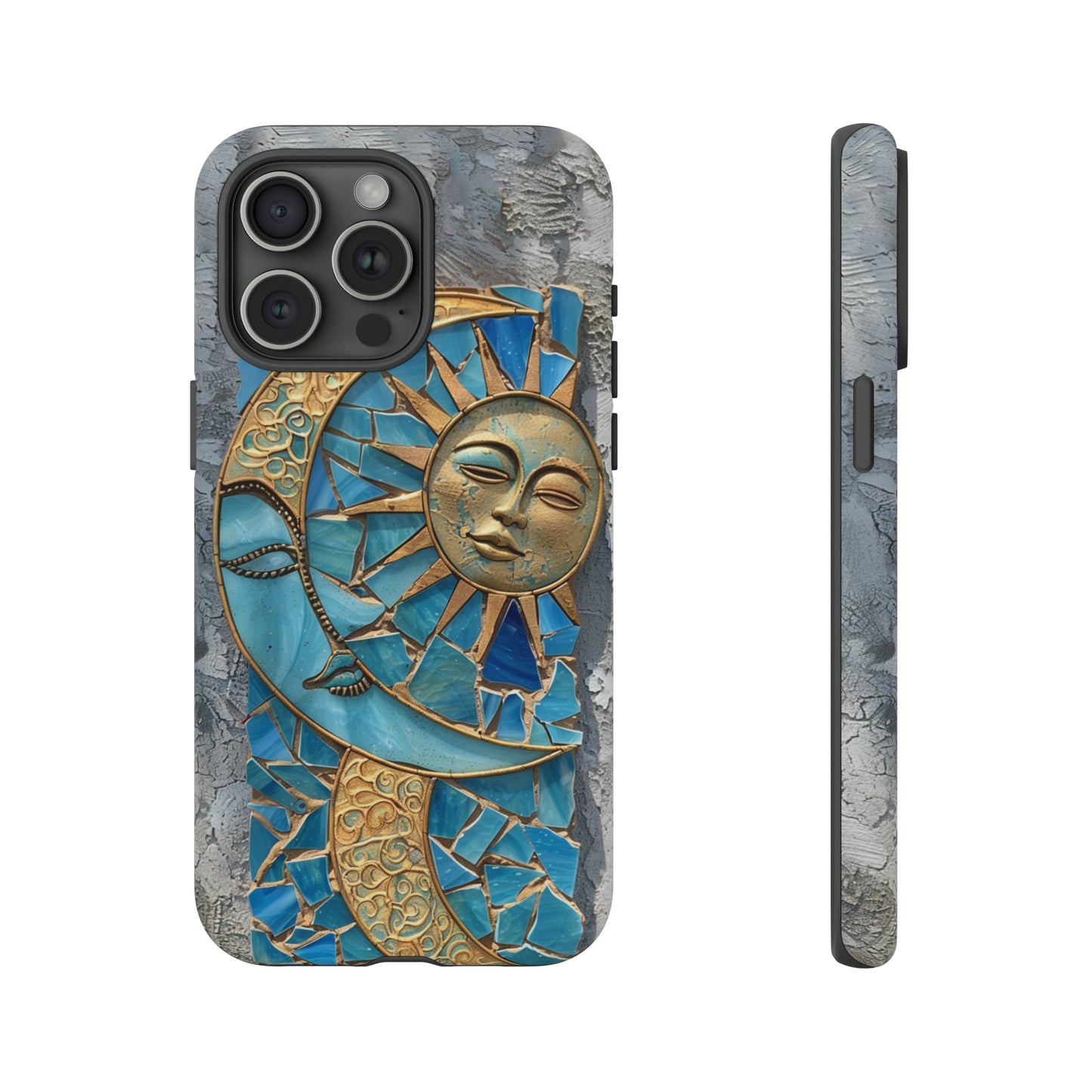 Boho Sun and Moon Mosaic Tile Stained Glass Phone Case