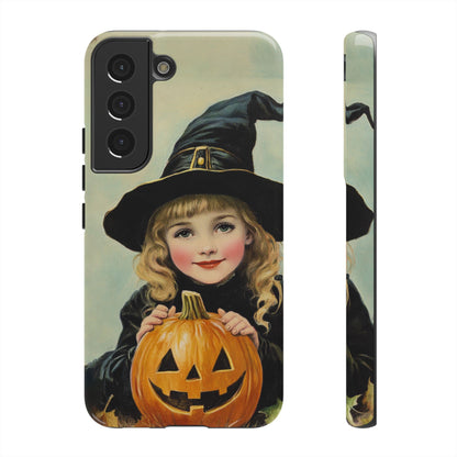 Vintage Halloween Card Witch and Jack-o'-lantern Phone Cover