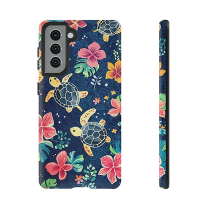 Undersea Floral Blue Sea Turtle Phone Case