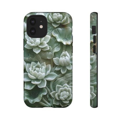 Green Jade Lotus Floral Art Phone Case