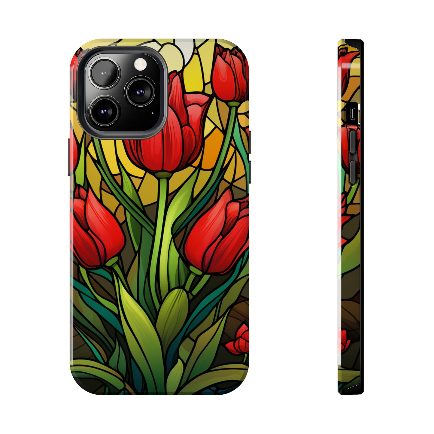 Stained Glass Tulip Floral Aesthetic iPhone Case | Embrace the Beauty of Nature in Full Bloom