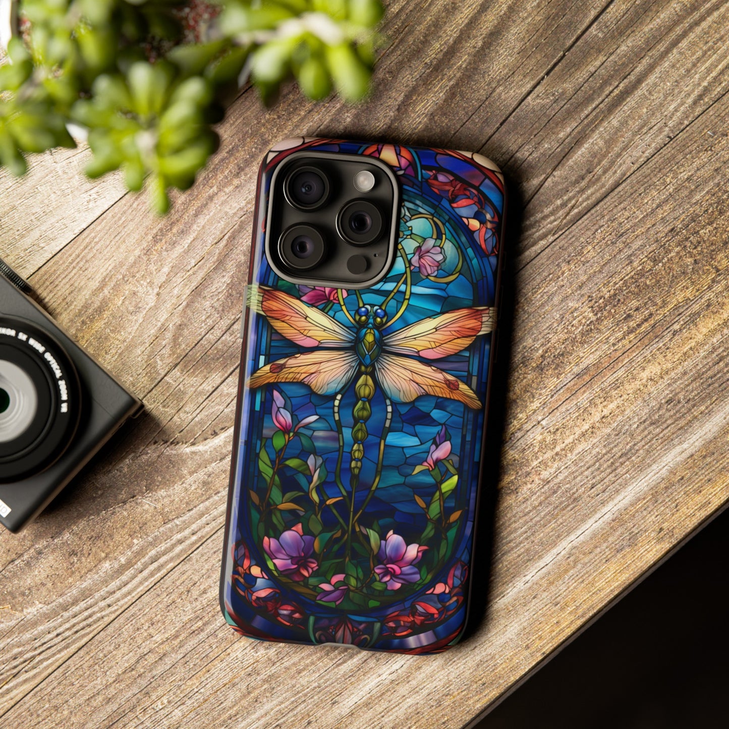 Art Nouveau Stained Glass Dragonfly Phone Case