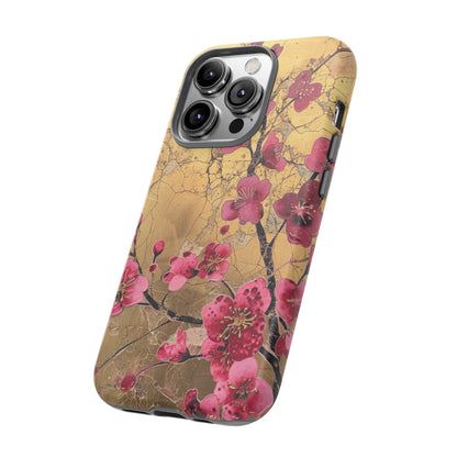 Pink Forget Me Nots Gold Floral Phone Case