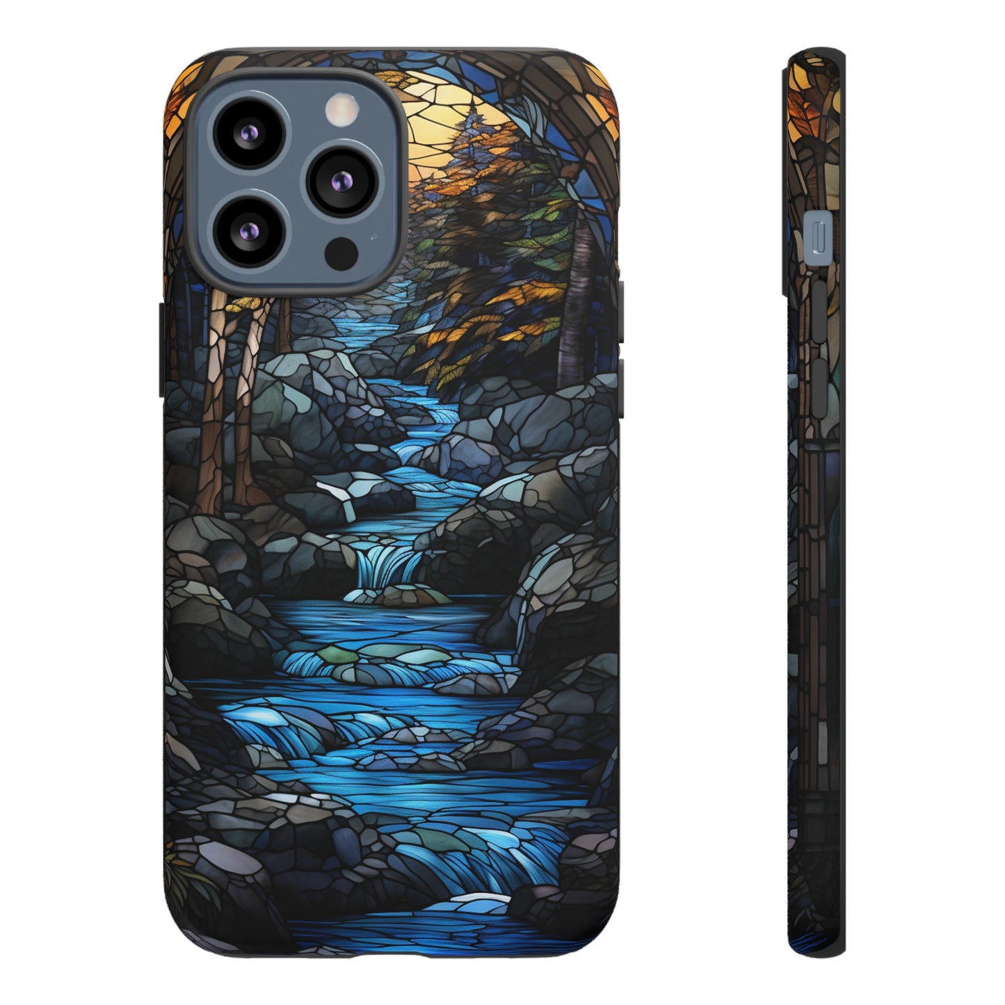 Stained Glass Stone Bridge and River Art Phone Case