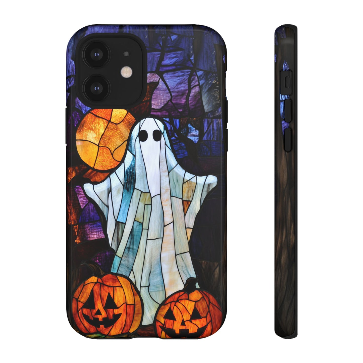 Stained Glass Halloween Ghost and Jack-o'-Lanterns Phone Cover