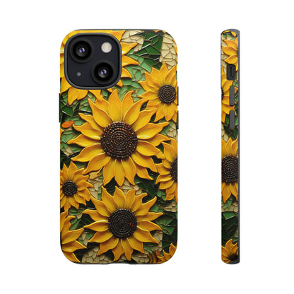 Sunflower Floral Color Explosion Mosaic Glass