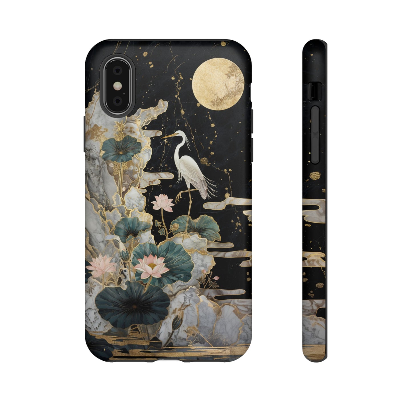 Heron and Moon Floral Zen Art Phone Case