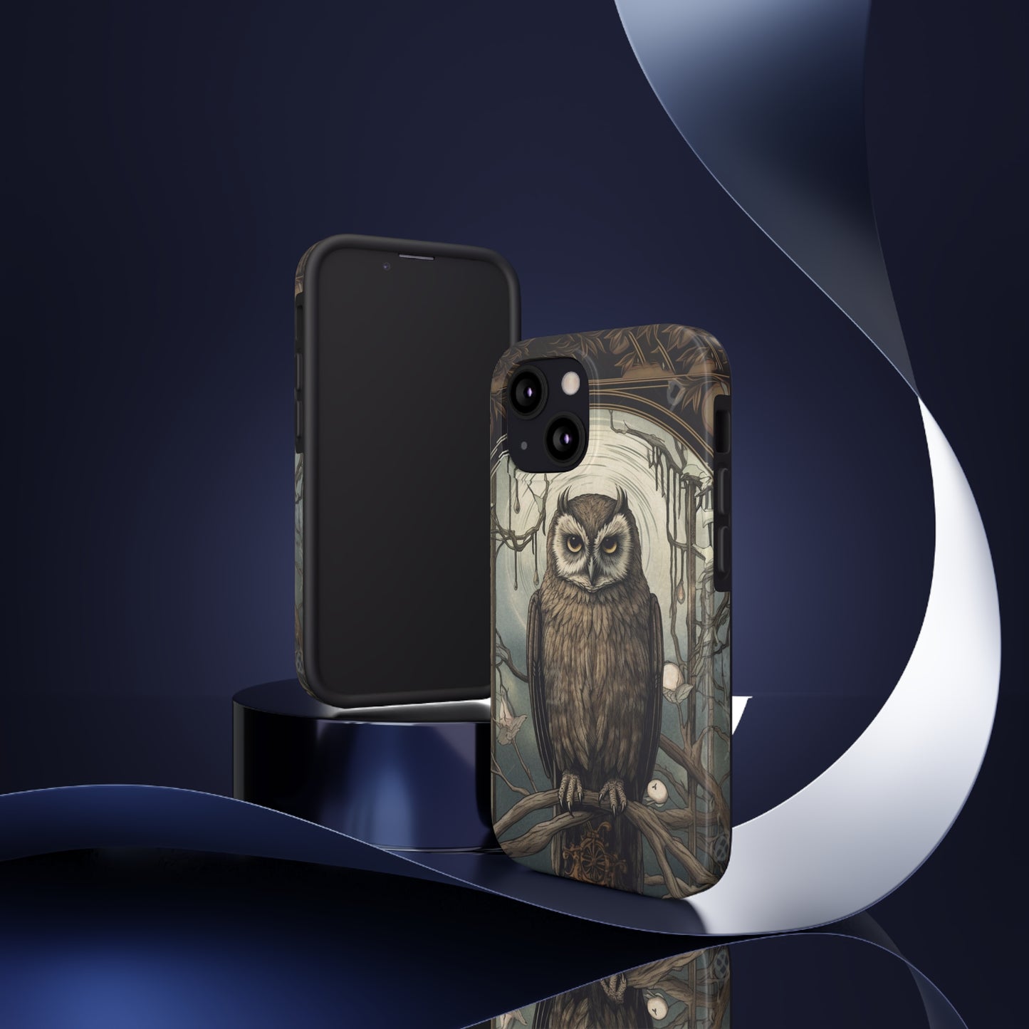 The Hermit Owl Tarot iPhone Tough Case | Embrace the Dark Academia Aesthetic and Retro Gothic Vibes with Captivating Tarot Design