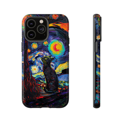 Starry Night Black Cat Van Gogh Painting Art Phone Case