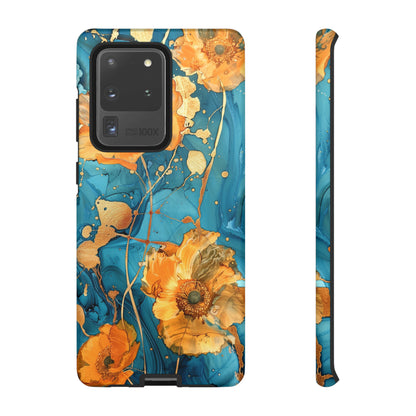 Gold Poppies Color Splash Floral Design Phone Case