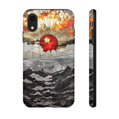 Japanese Rising Sun Phone Case Stained Glass Ocean Wave Phone Cover iPhone 15 Case