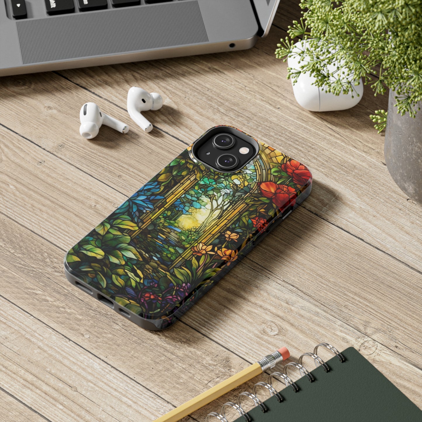 Secret Garden Stained Glass iPhone Tough Case | Unveil the Beauty of Nature with Reliable Protection