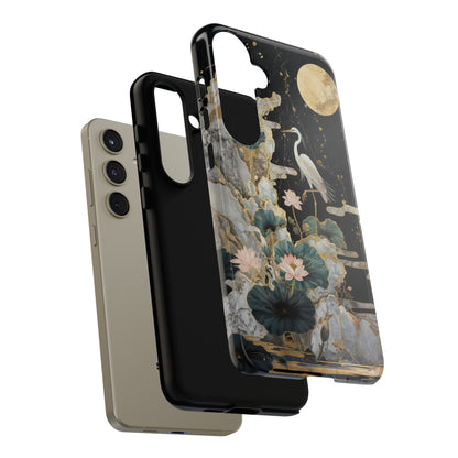 Heron and Moon Floral Zen Art Phone Case