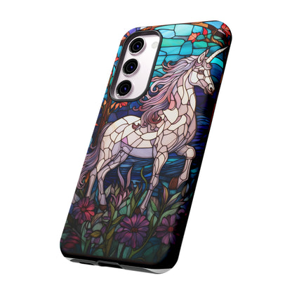 Unicorn Stained Glass iPhone, iPhone Case Retro Samsung Galaxy Phone Tough Case iPhone 15 14 Plus 13 12 7 8 Se Hippie Boho Style