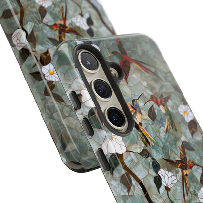 Stained Glass Hummingbirds and Flowers iPhone Case