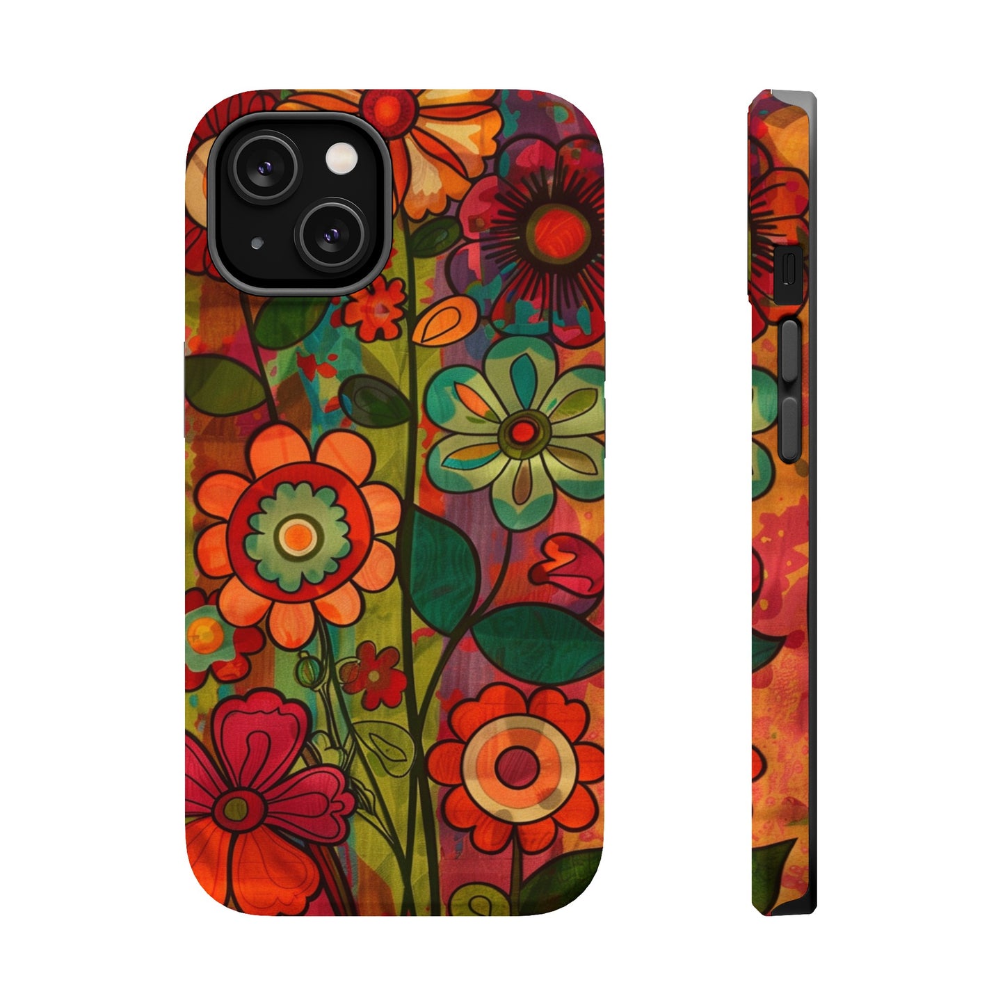 Retro Watercolor Abstract Floral Summer Style MagSafe Phone Case, iPhone 15 Case