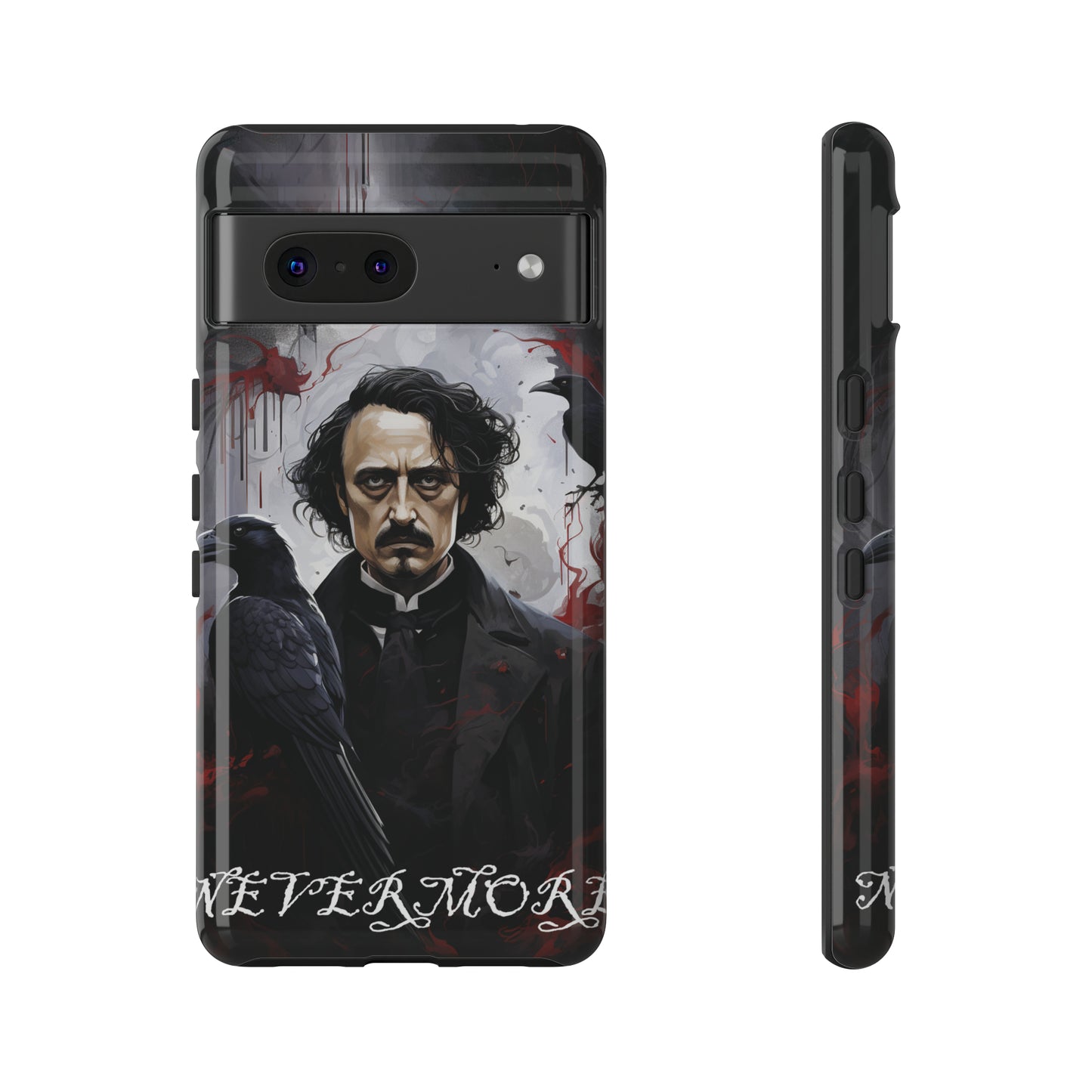 Nevermore Edgar Allen Poe, gothic Raven, Retro Samsung Galaxy Phone iPhone 15, 14 Plus 13 12 7 8 Se Horror Dark Academia Style goth Vibe