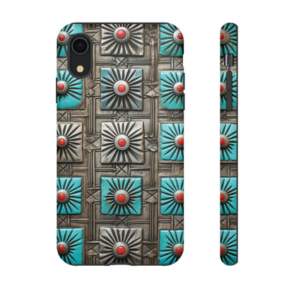 Vintage Navajo Native American Turquoise Concho Phone Case for iPhone 15, 14, 13, 12, 11 Pro Max, 14 Plus, iPhone XS Max, iPhone XR, iPhone 7, 8, 14, 15 Plus, SE