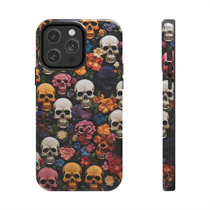 Embroidery Style Skulls Goth Dark Academia Tough Case iPhone Case