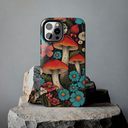 Psychedelic Retro Mushrooms iPhone case | Dive into Vintage Vibes