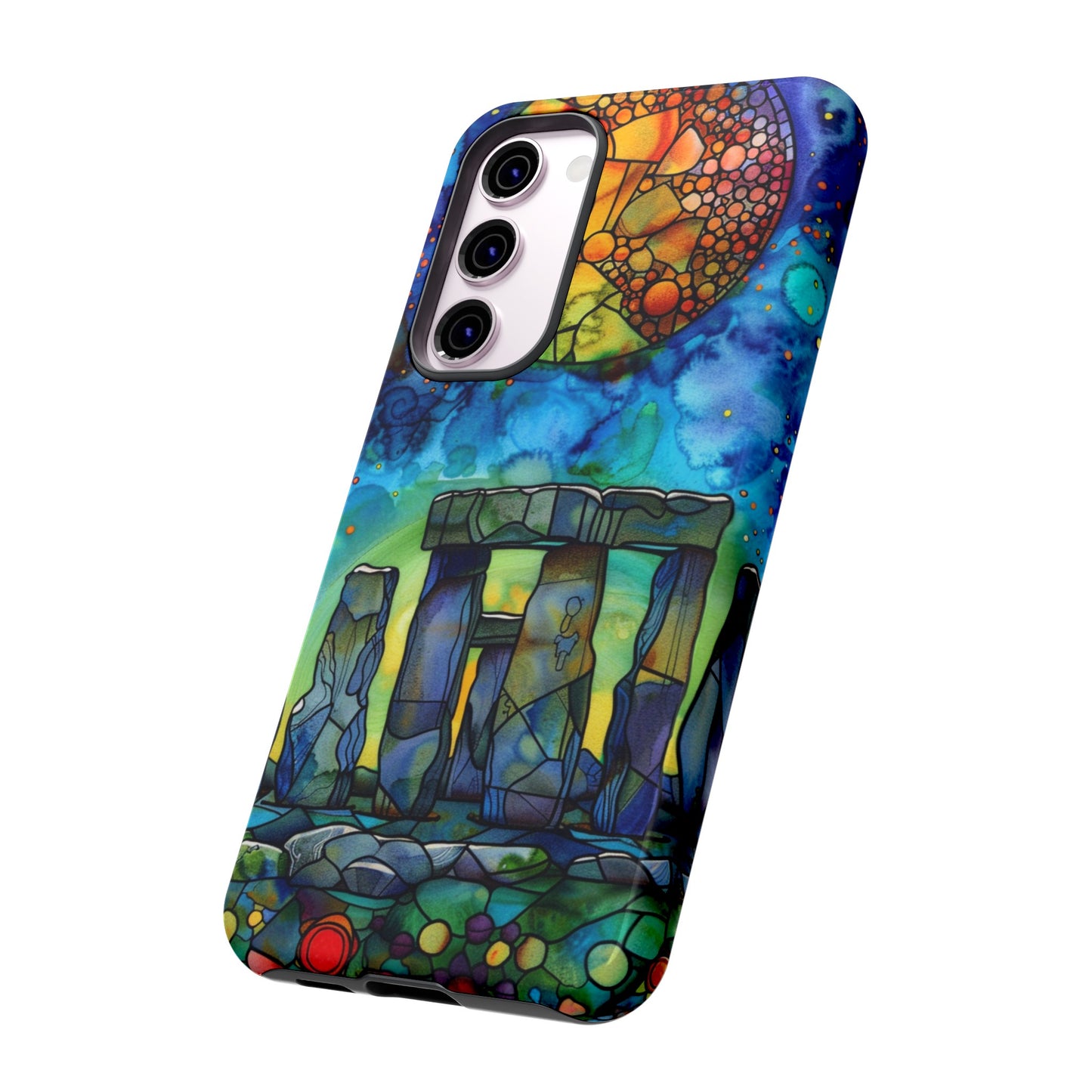 Stonehenge Neolithic Full Moon Stained Glass Watercolor Phone Cover