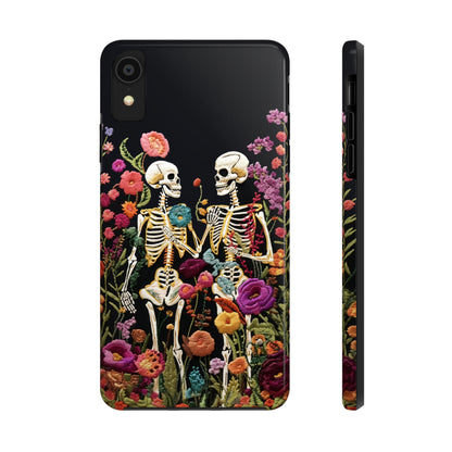 Love Halloween Skeletons Embroidery iPhone Case | iPhone X to iPhone 14 Pro Max