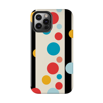 Protective iPhone 14 Pro Max Tough Case with abstract polka dots theme