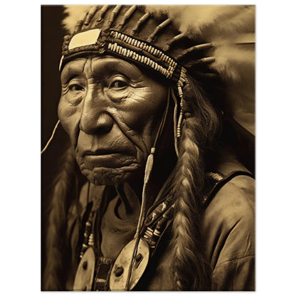 Native American Chief Canvas Print | Edward Curtis Inspired Wall Art