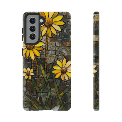 Yellow and Gold Daisy Mosaic Stained Glass Phone Case for iPhone 15, 14, Pro Max, 13, 12 & Samsung Galaxy S23, S22, S21, Google Pixel