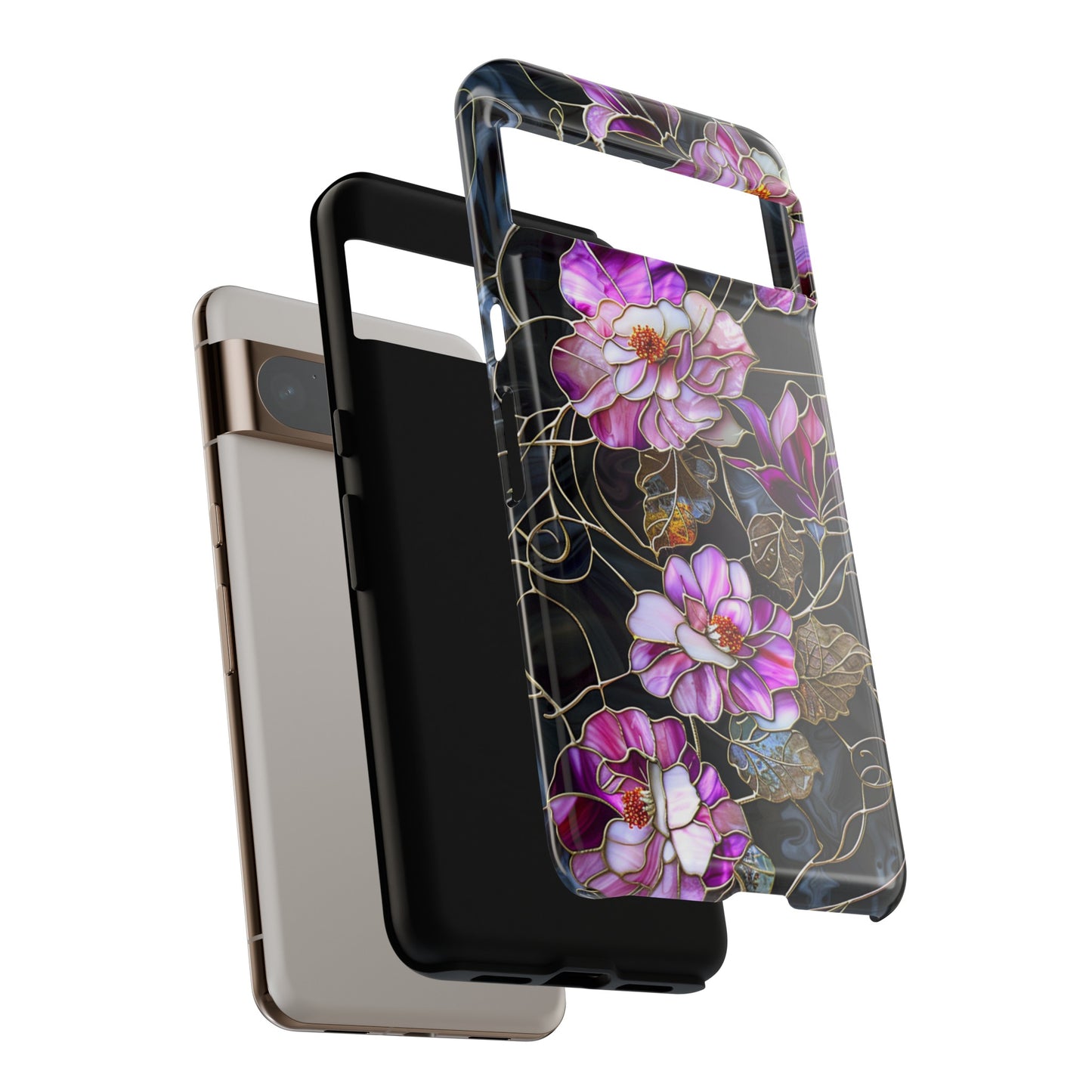 Magenta Color Floral Stained Glass Phone Case