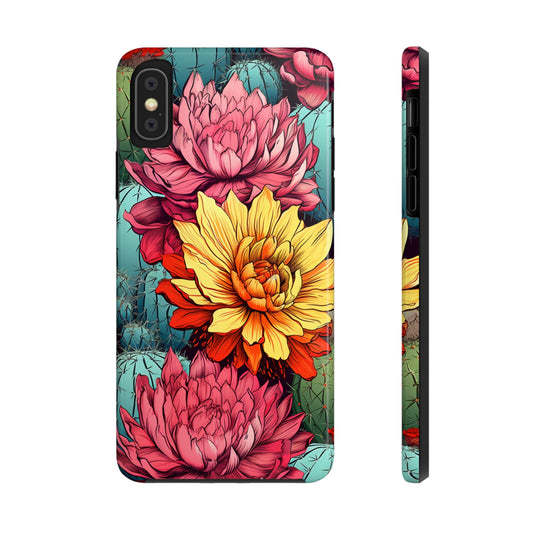 iPhone Tough Case with vintage desert floral cactus design