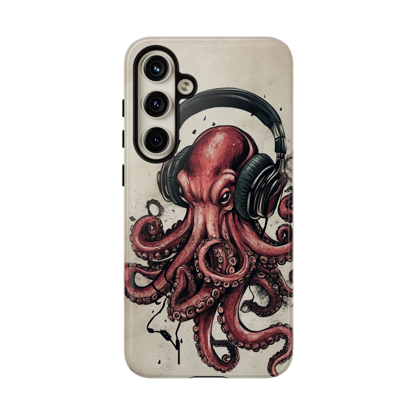 Retro Style Japanese Octopus Listening to Headphones Phone Cover