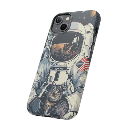 The Astronaut and the Cosmic Cat Phone Case