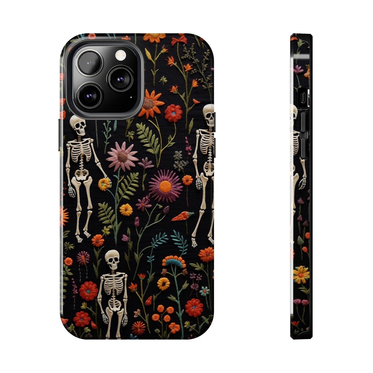 Skeletons in the garden Halloween Embroidery Phone Case