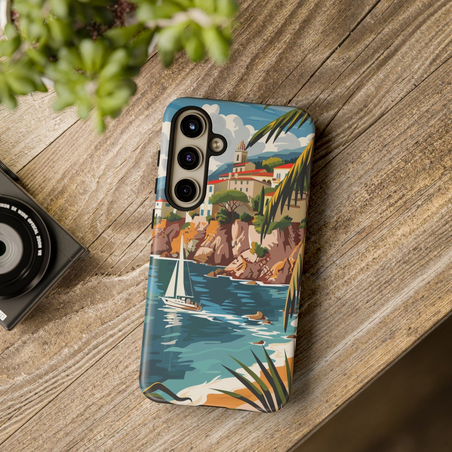 Midcentury French Riviera Sailboat Painting Phone Case