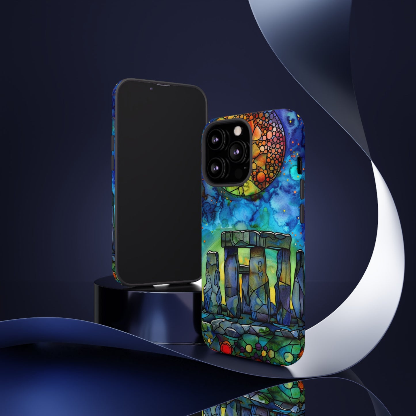 Stonehenge Neolithic Full Moon Stained Glass Watercolor Phone Cover