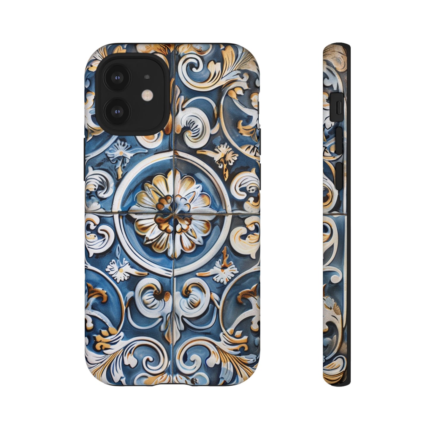 Azulejo Porcelain Blue & Creamy White Tile Mediterranean Design Phone Case