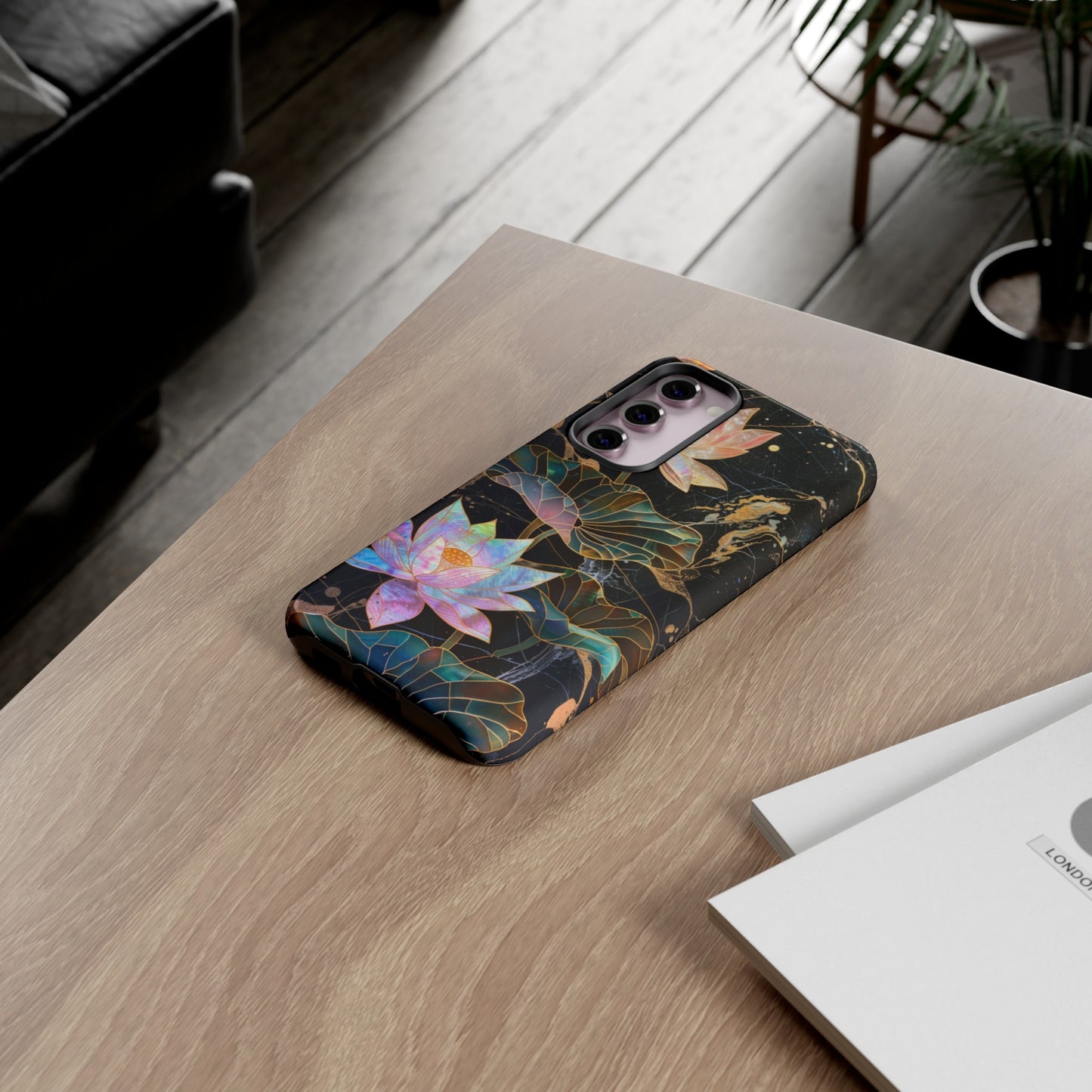 Zen Stained Glass Lotus Floral Design Phone Case