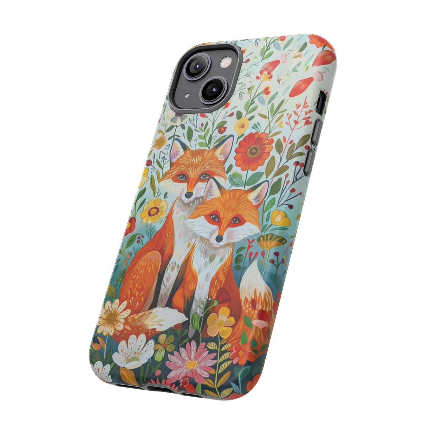 Foxes in the Floral Garden Phone Case