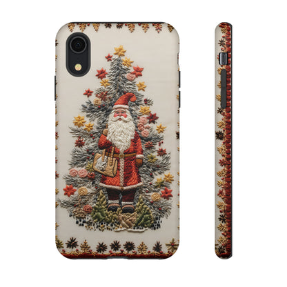 Vintage Embroidery Christmas Santa Phone Case