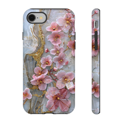 Pink Forget Me Nots Gold Floral Phone Case