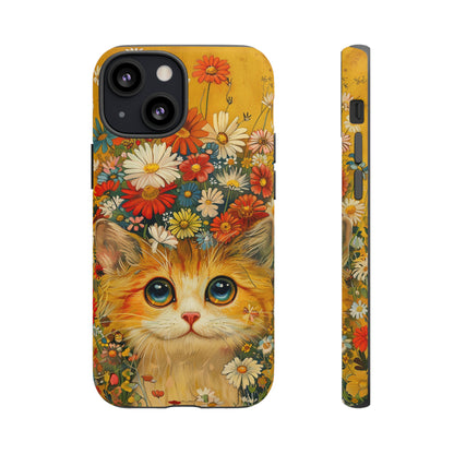 Cute Cat in Floral Garden Phone Case