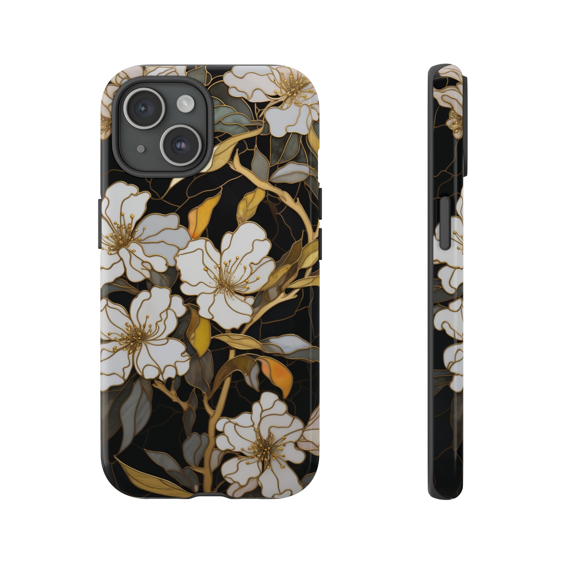 Azalea Stained Glass with Gold Inlay iPhone Case